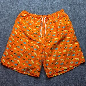 Peter Millar Mens Orange Fly Fishing Lure Print Swim Trunks MS17P03 Large